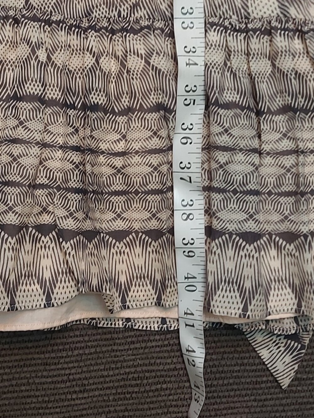 Ted Baker Size 4 Cotton Silk Dress V Neck Tiered Ruffle Abstract Print - Picture 11 of 13